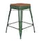 Flash Furniture 24" Green Metal Stool-Teak Poly Seat CH-31320-24-GN-PL2T-GG - alternate 3